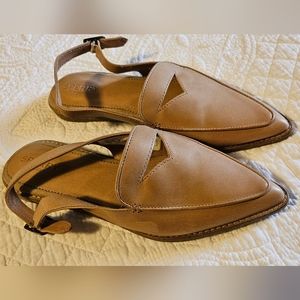 Sperry Tan Leather Flat Slingbacks Size 8